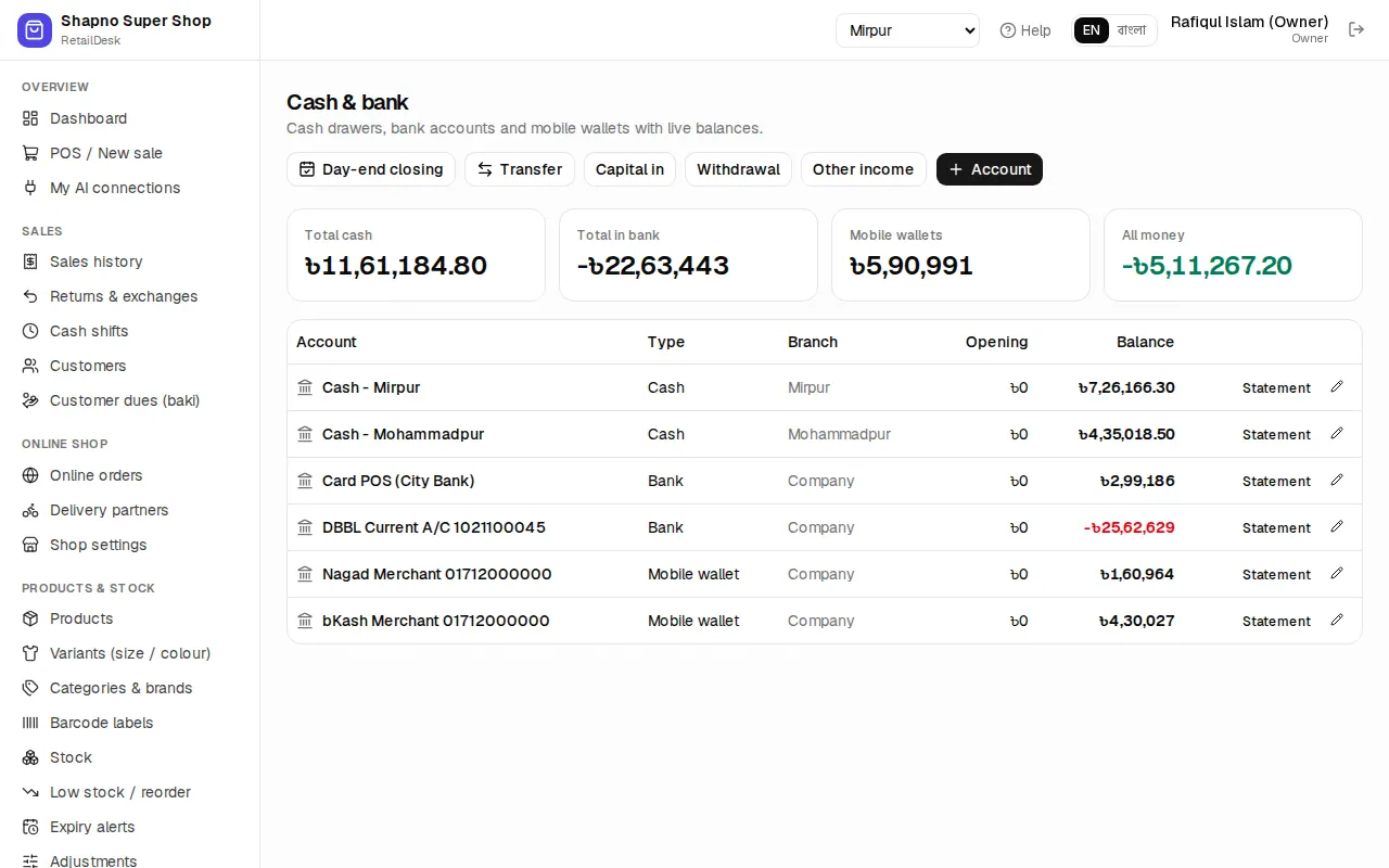 Cash and bank