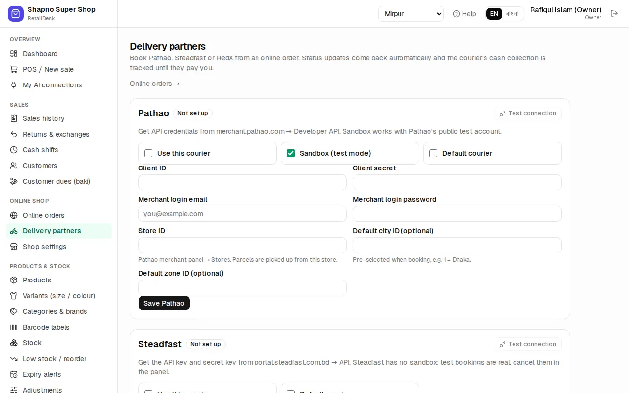 Delivery partners