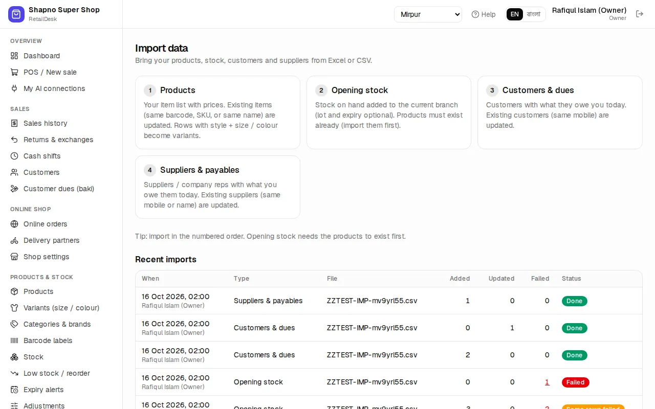 Import data